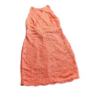 L’Artiste High Neck Strappy Back Crochet Dress Size Small NWT Coral